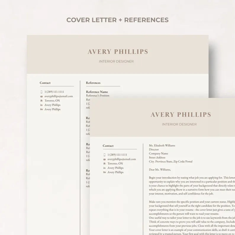 Professional Design Resume Template | References & Cover Page