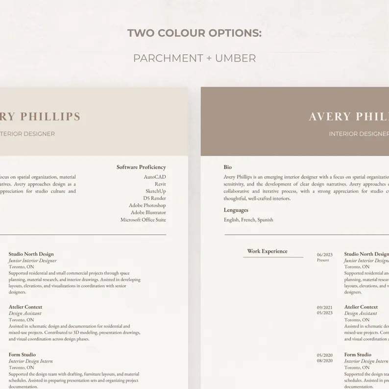 Parchment & Umber Colourway